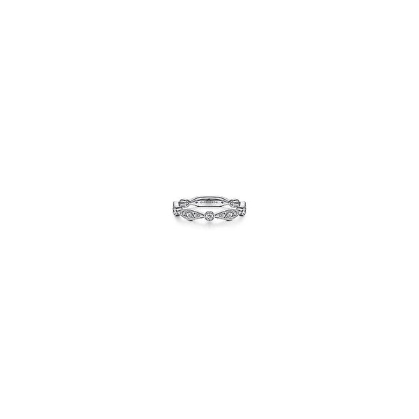 14K White Gold Angular Shape Station Stackable Diamond Ring