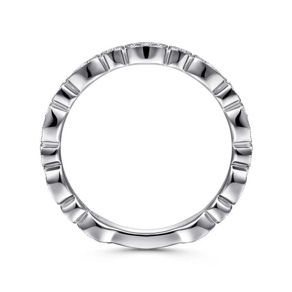14K White Gold Graduating Station Diamond Stackable Ring