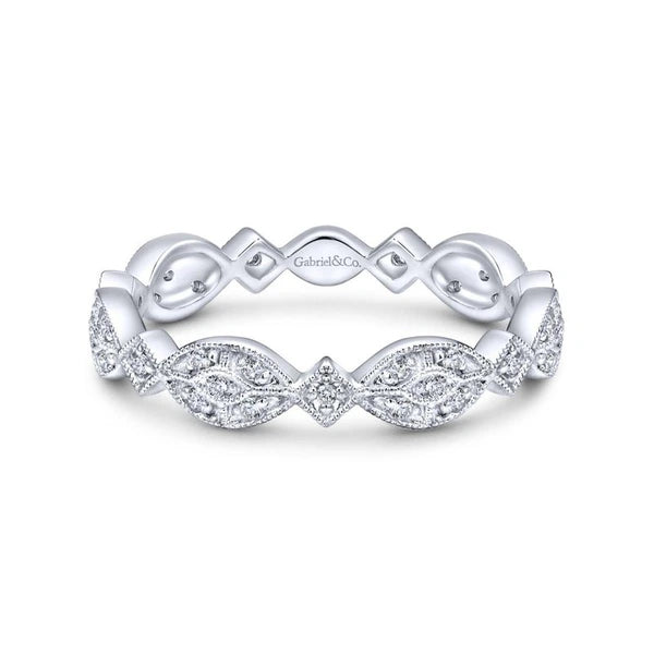 14k White Gold Contoured Diamond Stackable Ring