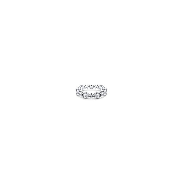 14k White Gold Contoured Diamond Stackable Ring