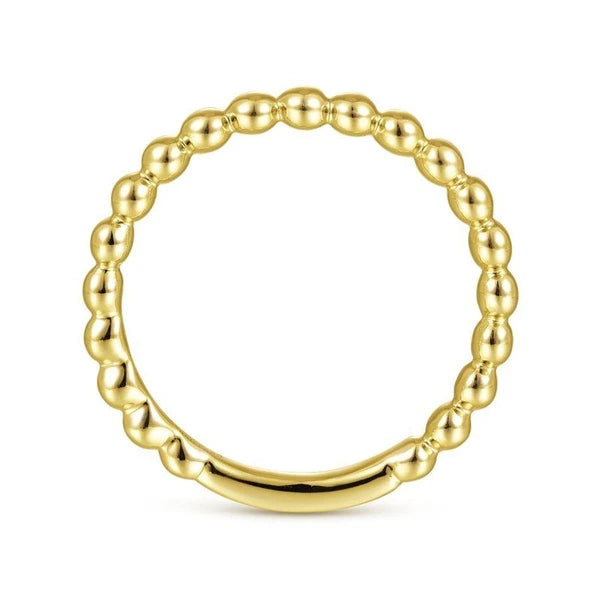 14K Yellow Gold Beaded Stackable Ring