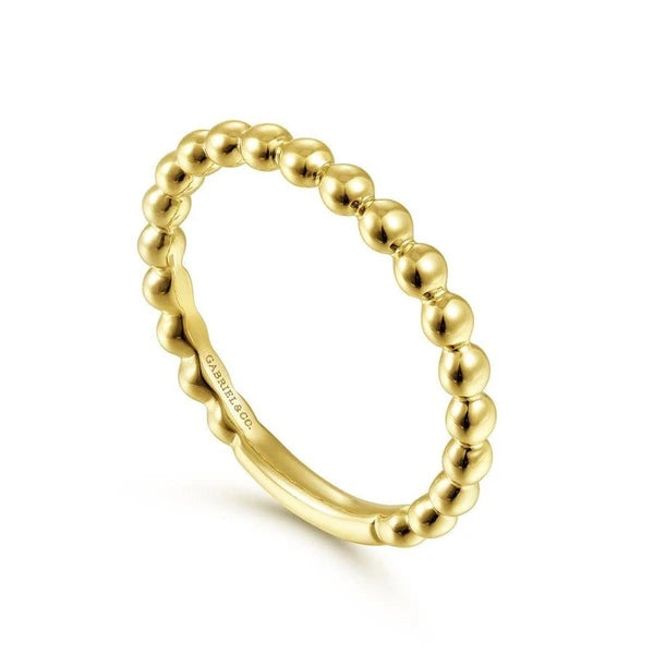 14K Yellow Gold Beaded Stackable Ring