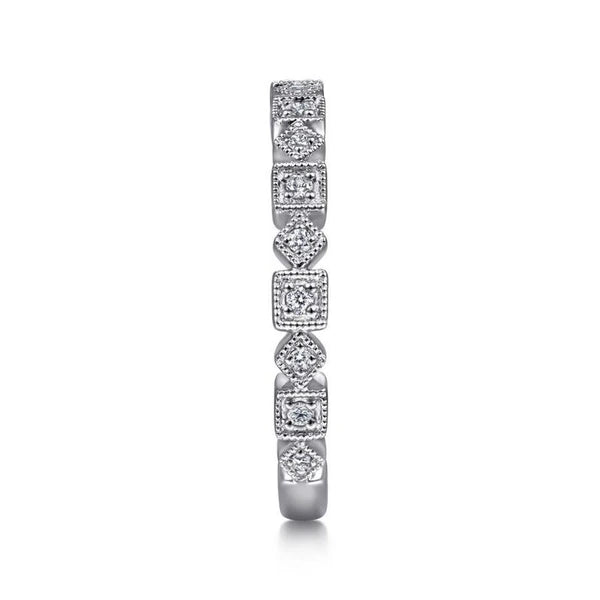 14K White Gold Geometric Diamond Stackable Ring