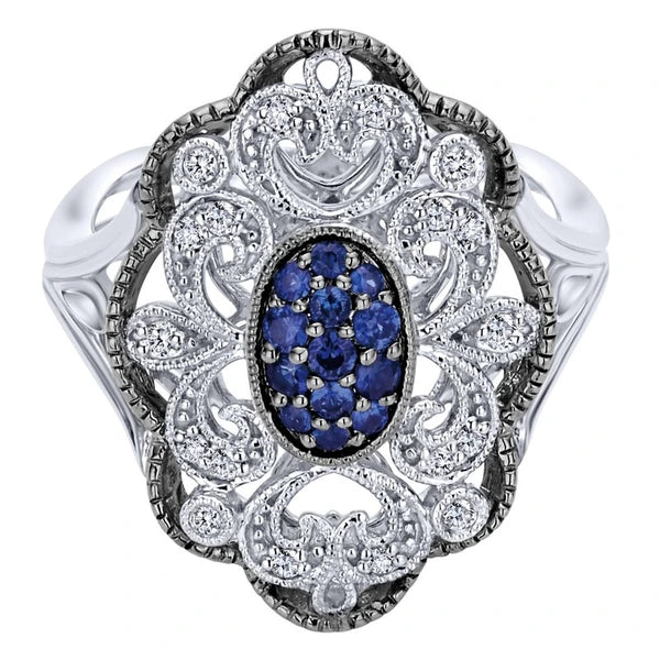 925 Sterling Silver Vintage Inspired Multi Color Stones Fashion Ring