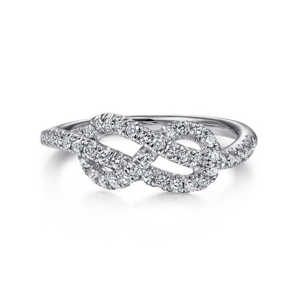14k White Gold Twisted Diamond Knot Eternity Ring