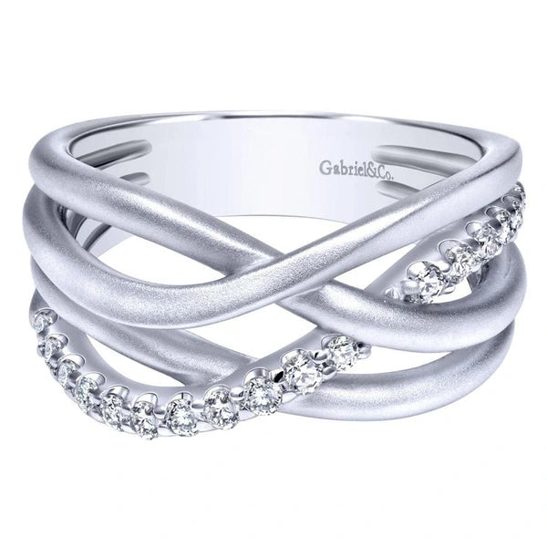 925 Sterling Silver Twisted White Sapphire Ring
