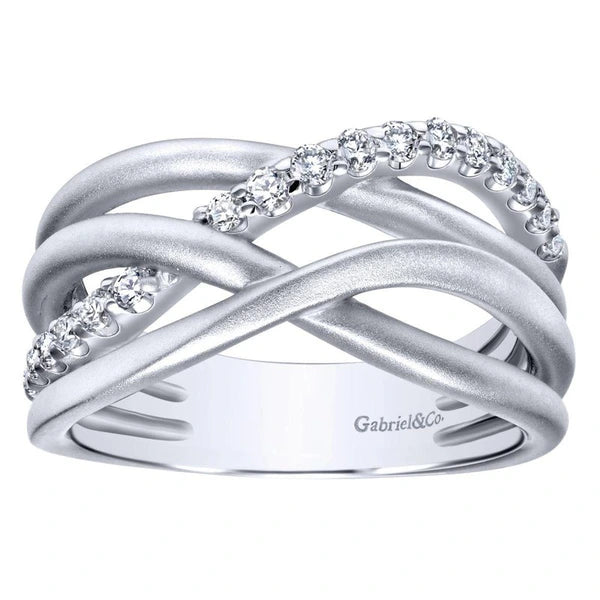925 Sterling Silver Twisted White Sapphire Ring