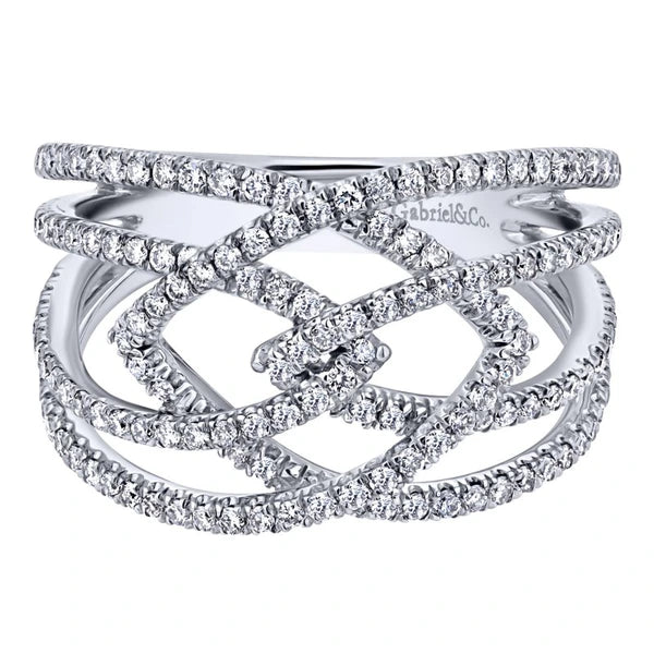 14K White Gold Wide Band Split Shank PavÃ¢Ë†Å¡Ã‚Â© Diamond Ring