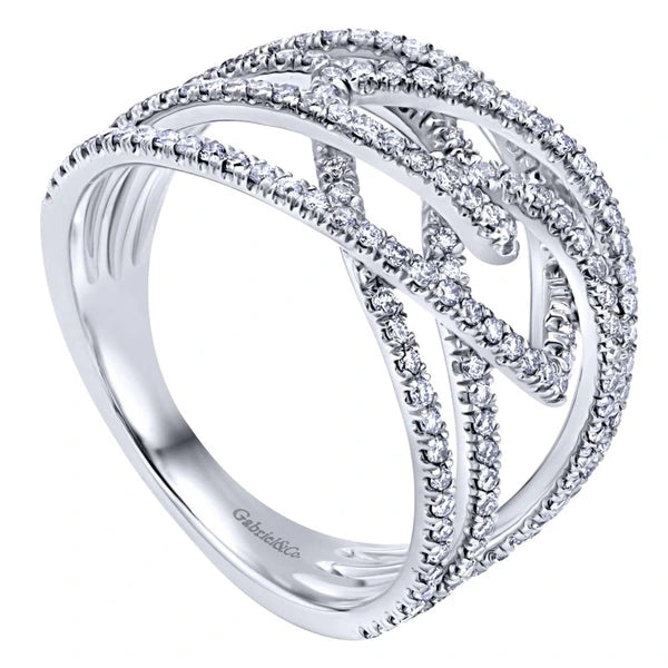 14K White Gold Wide Band Split Shank PavÃ¢Ë†Å¡Ã‚Â© Diamond Ring