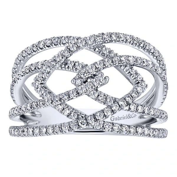 14K White Gold Wide Band Split Shank PavÃ¢Ë†Å¡Ã‚Â© Diamond Ring