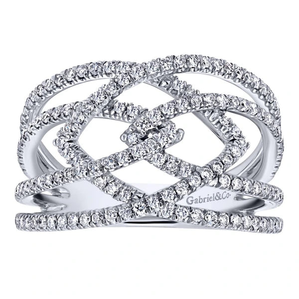 14K White Gold Wide Band Split Shank PavÃ¢Ë†Å¡Ã‚Â© Diamond Ring