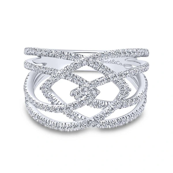 14K White Gold Wide Band Split Shank PavÃ¢Ë†Å¡Ã‚Â© Diamond Ring