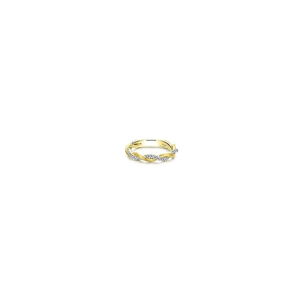 14K Yellow Gold Twisted Diamond Stackable Ring