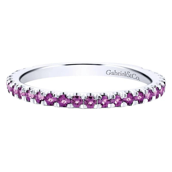 14K White Gold Amethyst Band