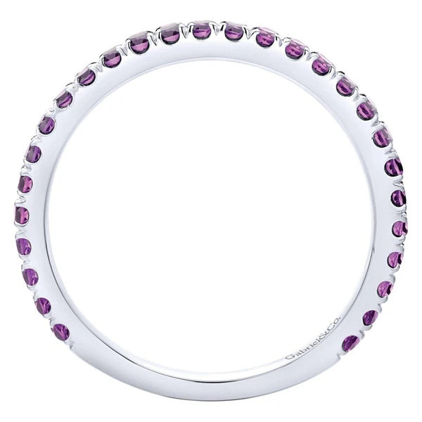 14K White Gold Amethyst Band