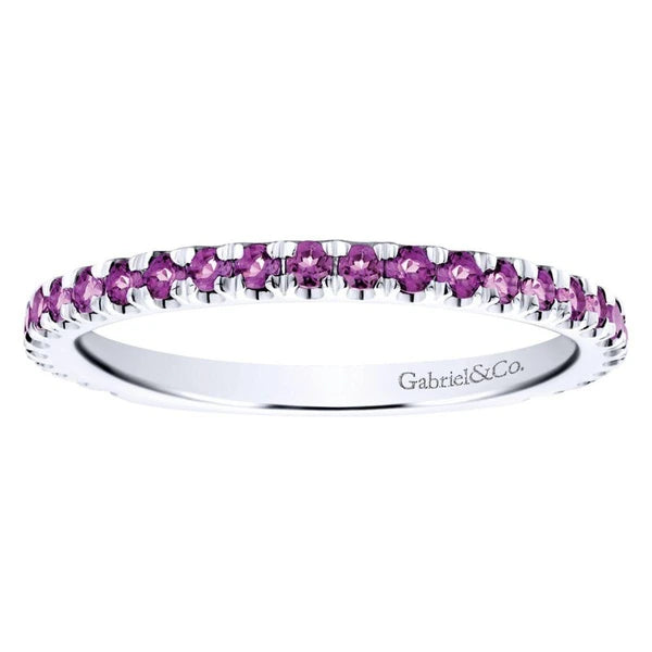 14K White Gold Amethyst Band