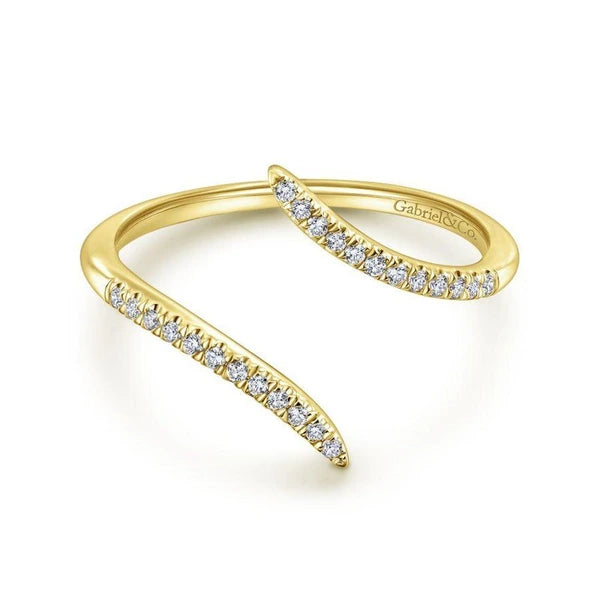 14K Yellow Gold Open Wrap Bypass Diamond Ring