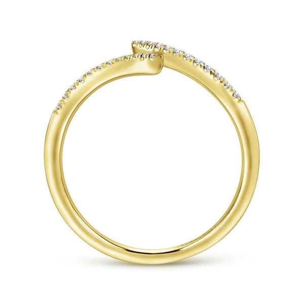 14K Yellow Gold Open Wrap Bypass Diamond Ring