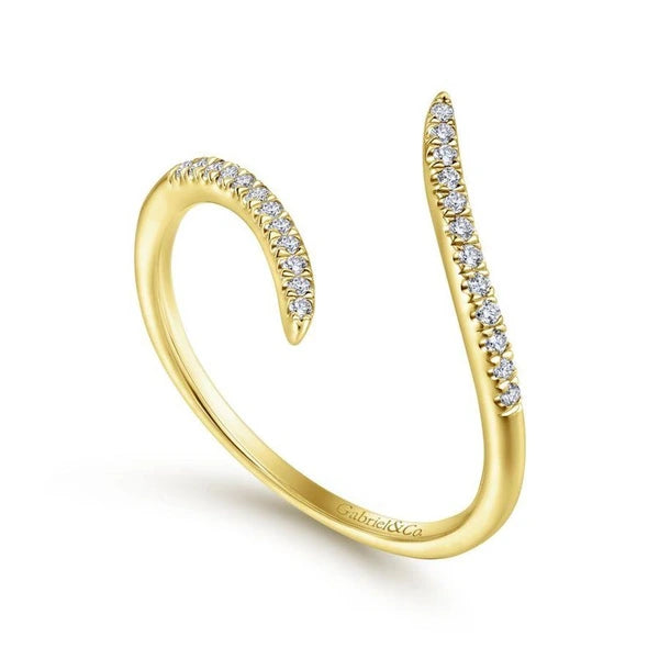 14K Yellow Gold Open Wrap Bypass Diamond Ring