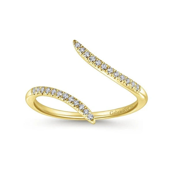 14K Yellow Gold Open Wrap Bypass Diamond Ring