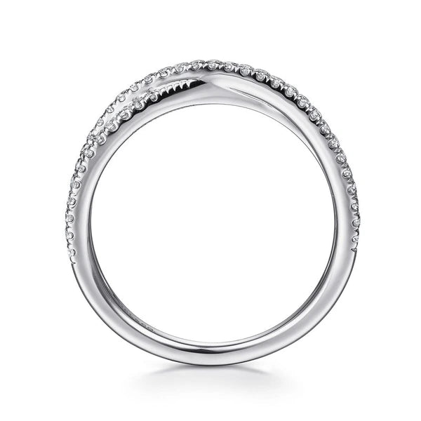 14K White Gold Criss Cross Diamond Stackable Ring
