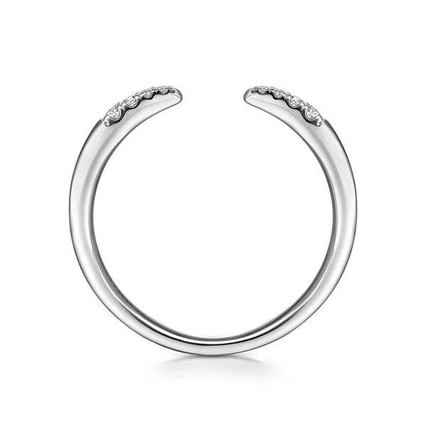 14K White Gold Open Diamond Tipped Stackable Ring