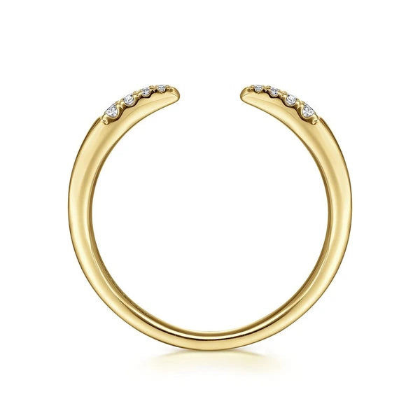 14K Yellow Gold Open Diamond Tipped Stackable Ring