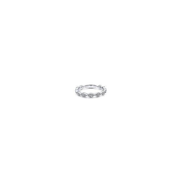 14K White Gold Twisted Diamond Stackable Ring