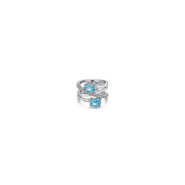 925 Sterling Silver Multi Color Stones Wide Band Ring