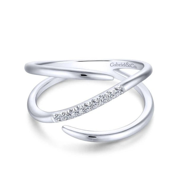 14K White Gold Split Shank e Diamond Wrap Ring