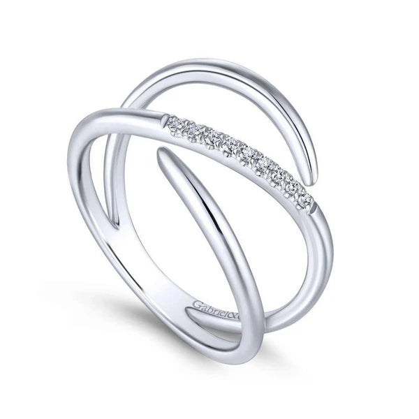 14K White Gold Split Shank e Diamond Wrap Ring