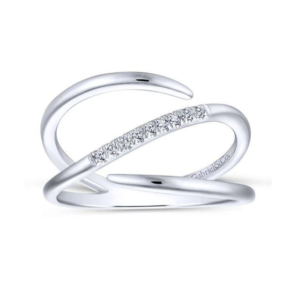 14K White Gold Split Shank e Diamond Wrap Ring