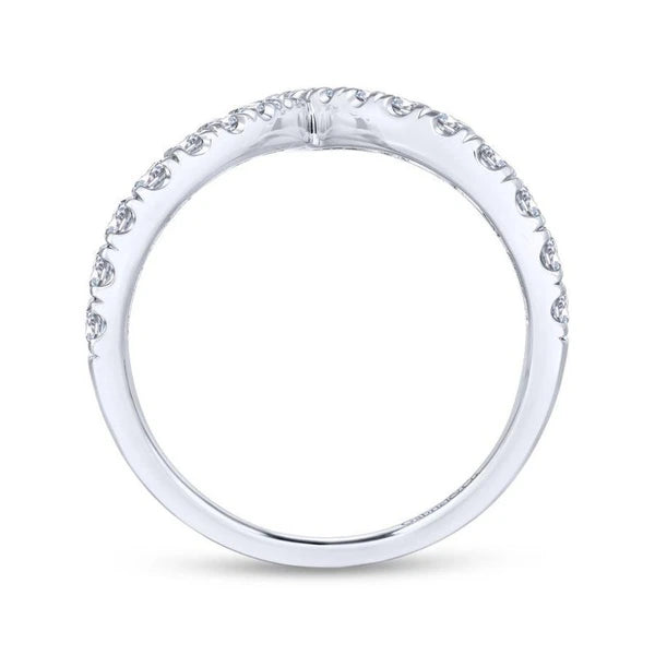14K White Gold V Shaped Bypass Diamond Ring