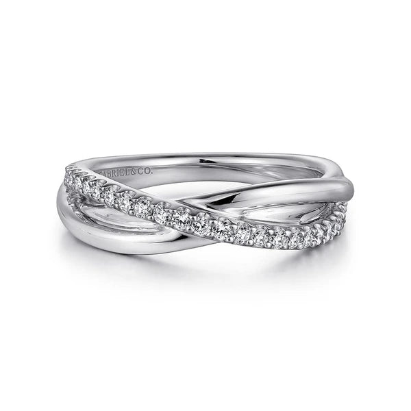 925 Sterling Silver White Sapphire Pavé Criss Cross Ring