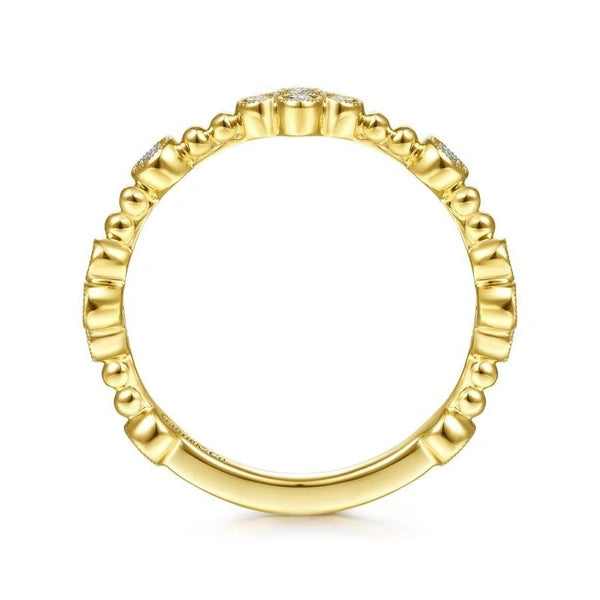 14K Yellow Gold Bezel Set Diamond Quatrefoil Station Ring