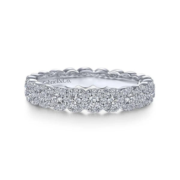 14K White Gold Round e Diamond Band
