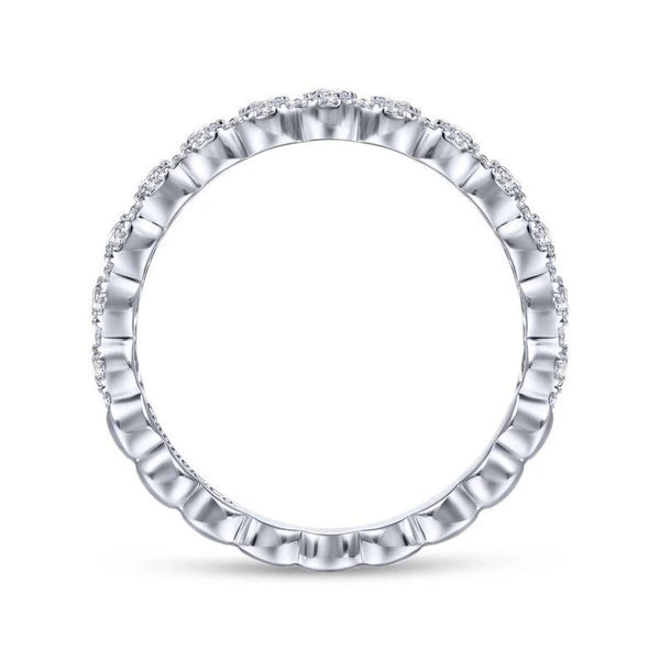 14K White Gold Round e Diamond Band