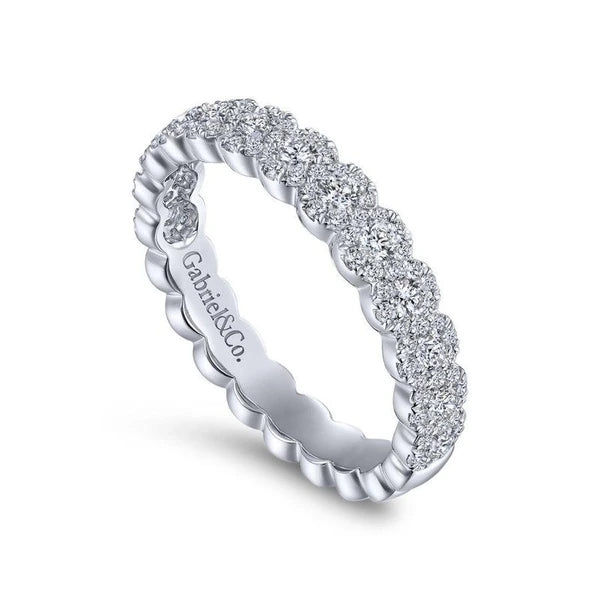 14K White Gold Round e Diamond Band