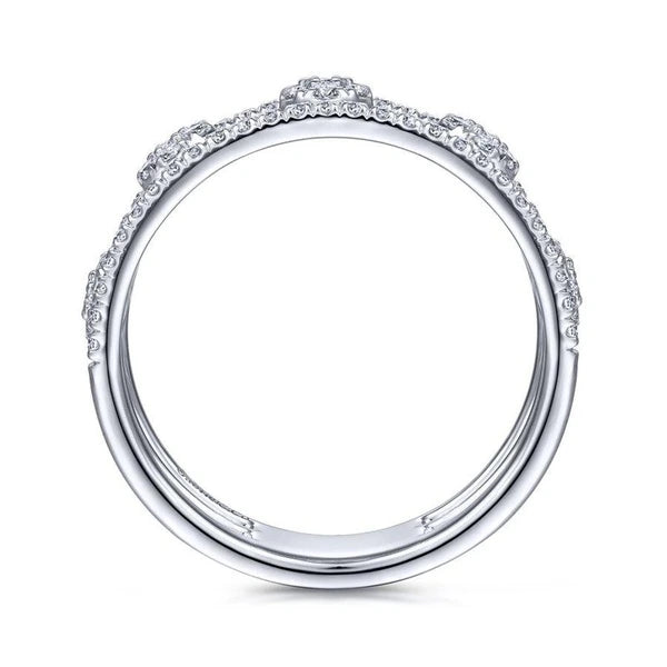 14K White Gold Round Diamond Station Ring