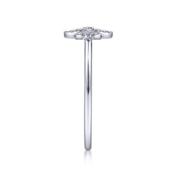 14K White Gold Diamond Starburst Ring