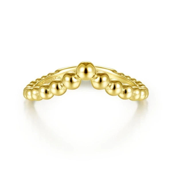 14K Yellow Gold Bujukan Bead Curved Ring