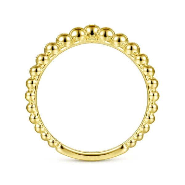 14K Yellow Gold Bujukan Bead Curved Ring