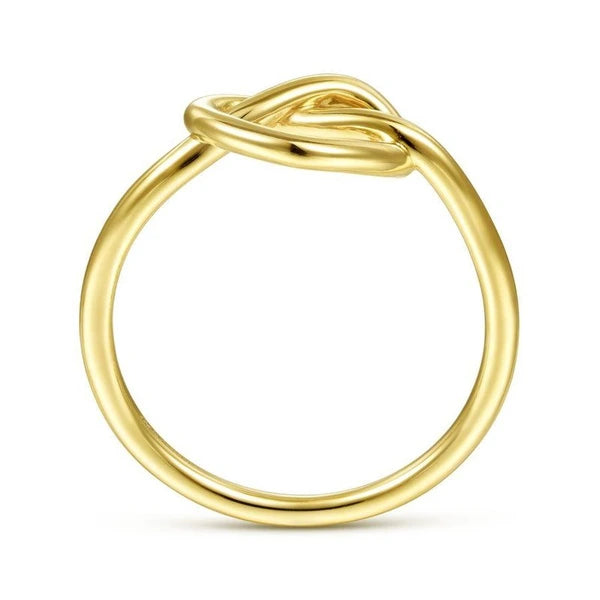 14K Yellow Gold Twisted Heart Pretzel Ring