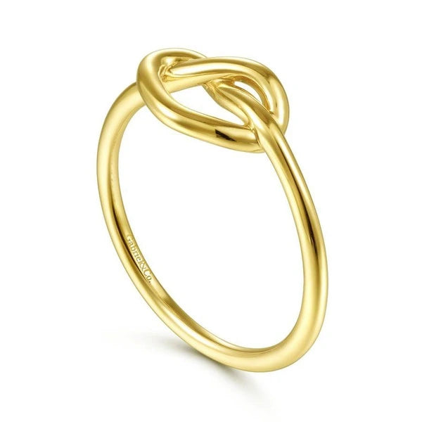 14K Yellow Gold Twisted Heart Pretzel Ring