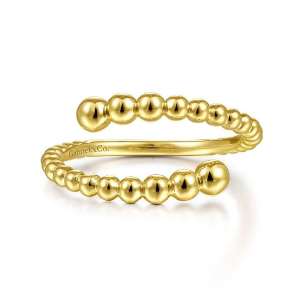 14K Yellow Gold Bujukan Bead Bypass Ring
