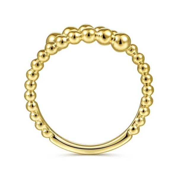14K Yellow Gold Bujukan Bead Bypass Ring