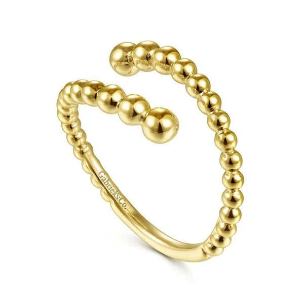 14K Yellow Gold Bujukan Bead Bypass Ring