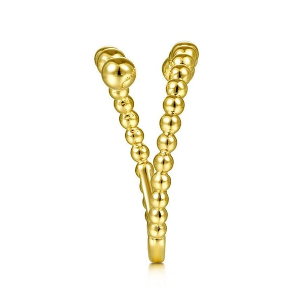 14K Yellow Gold Bujukan Bead Bypass Ring