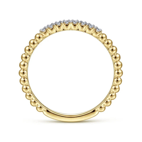 14K Yellow Gold Bujukan Bead and Diamond Stackable Ring