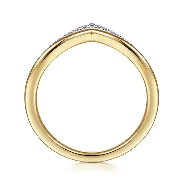 14K White-Yellow Gold Diamond Chevron Ring
